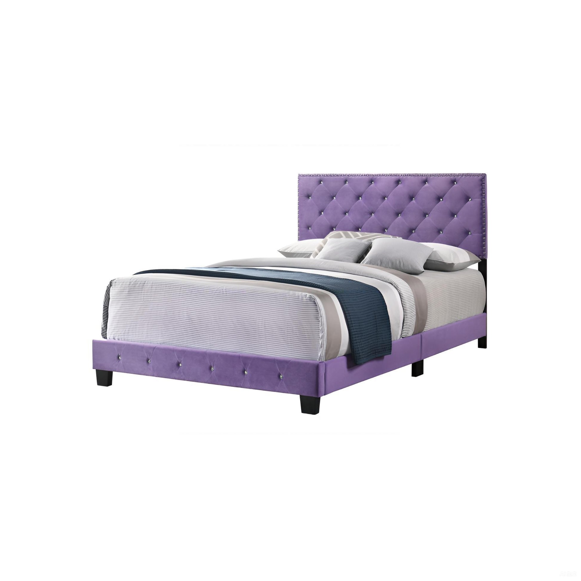 Queen Velvet Purple Bed Frame - 64"W x 83"D