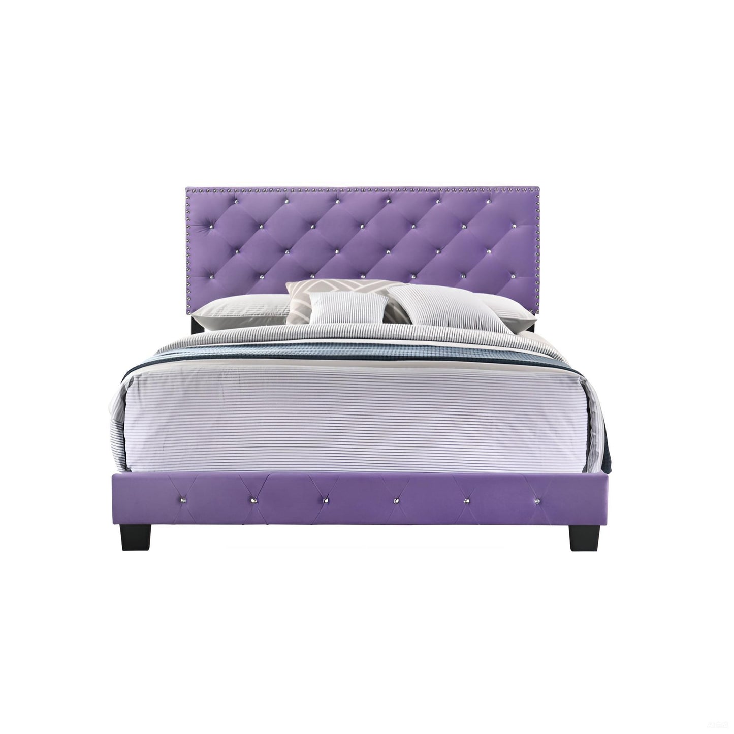 Queen Velvet Purple Bed Frame - 64"W x 83"D