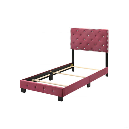 Twin Velvet Bed Cherry Finish - 47" x 42" x 77"