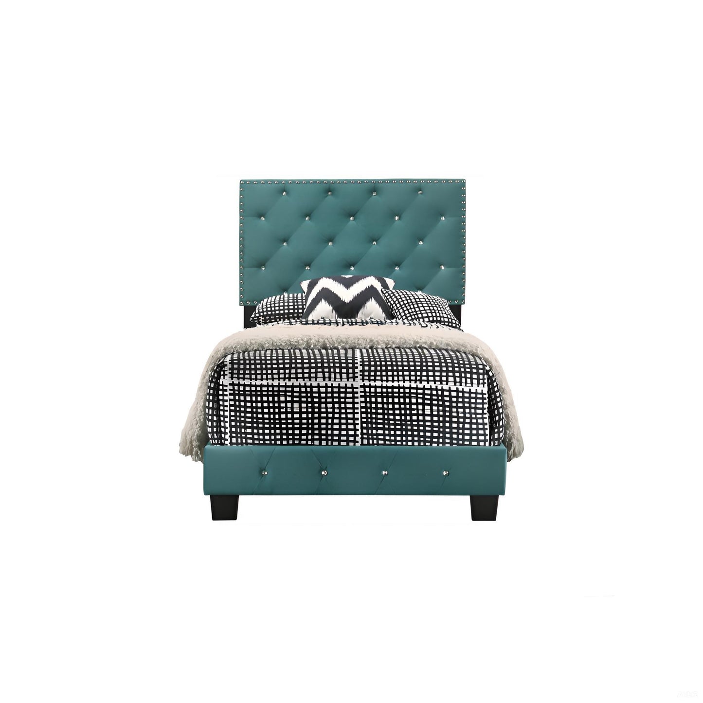 Green Velvet Twin Bed - Storage & Comfort for Bedroom