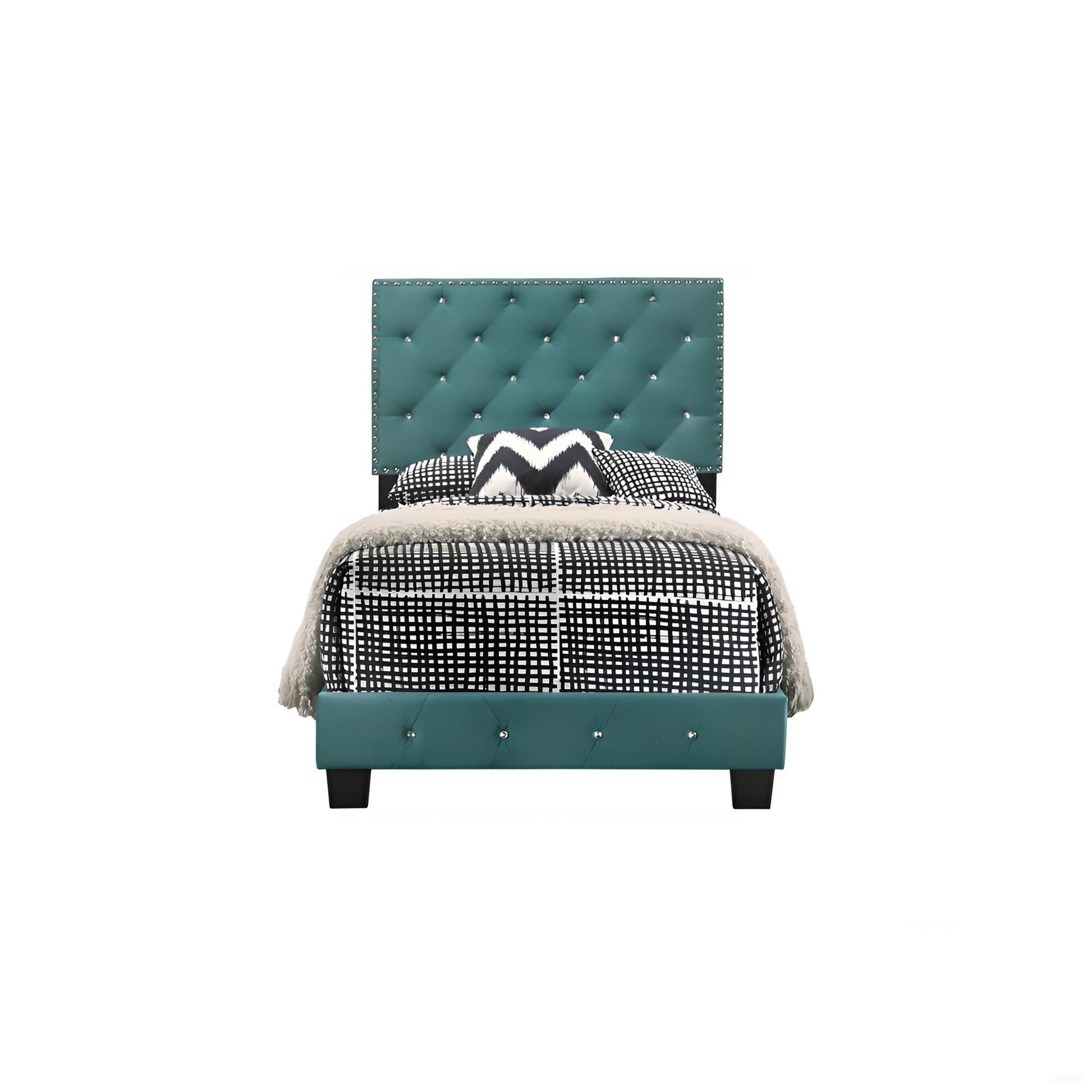 Green Velvet Twin Bed - Storage & Comfort for Bedroom