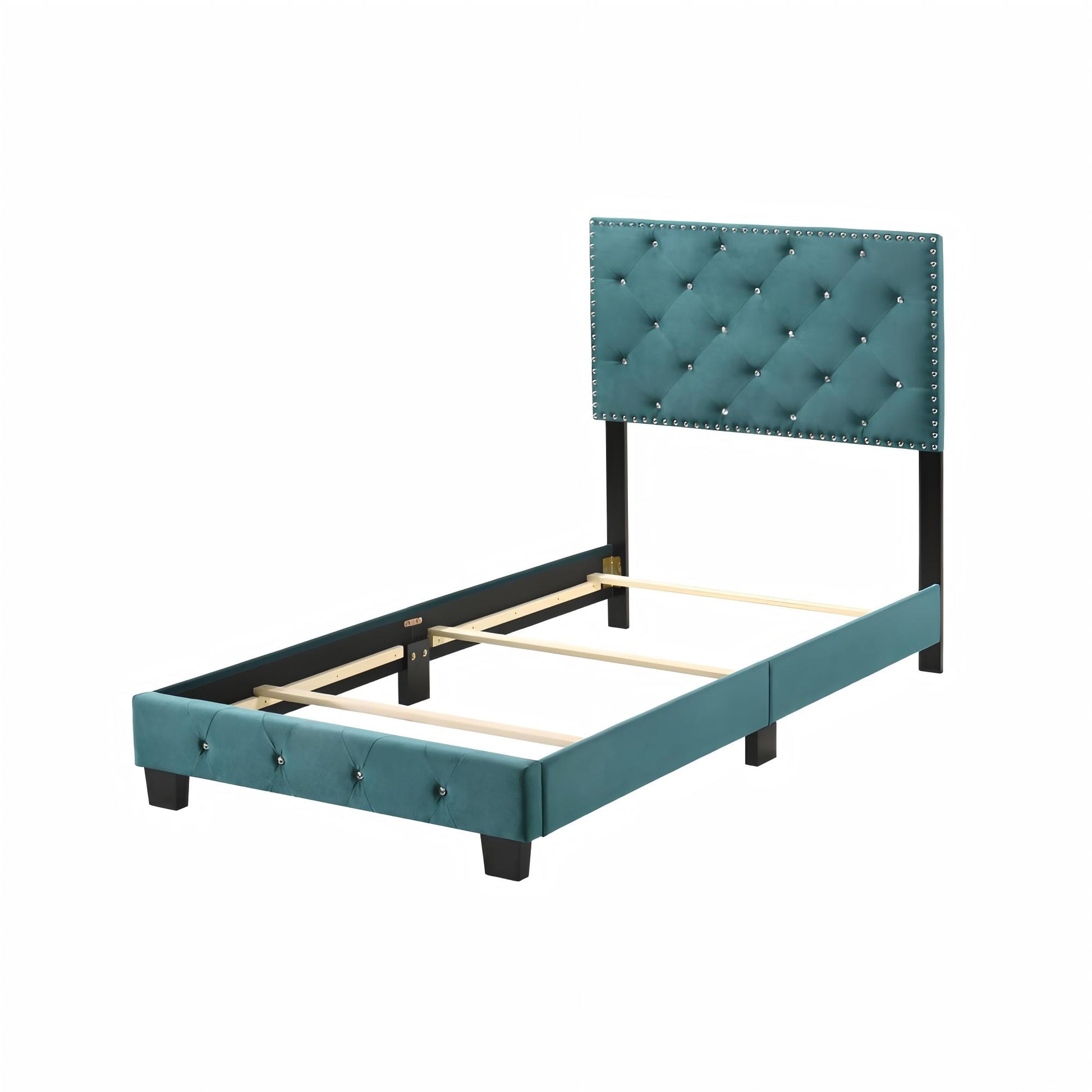 Green Velvet Twin Bed - Storage & Comfort for Bedroom