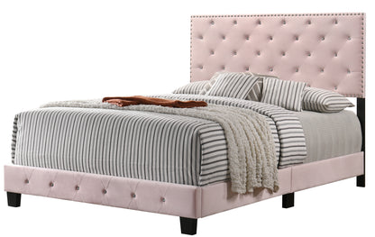 Full Pink Velvet Bed Frame - 48" x 77" D