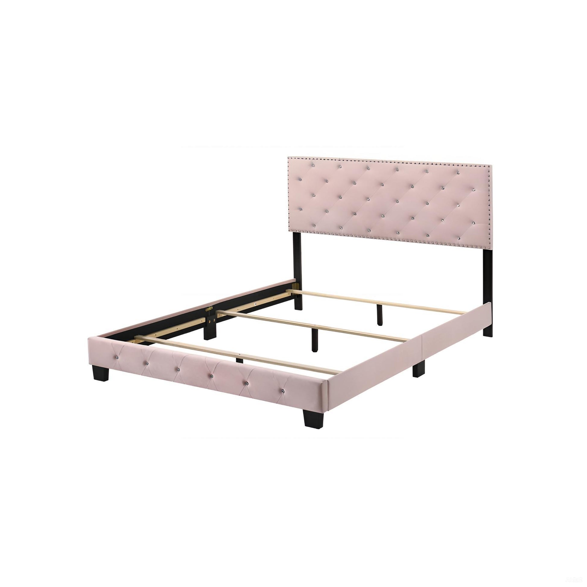 Full Pink Velvet Bed Frame - 48" x 77" D