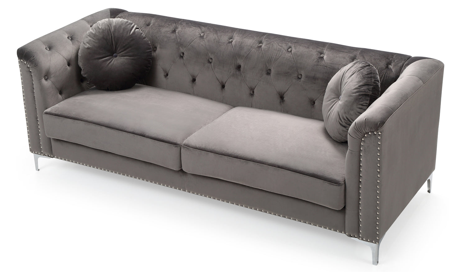 Dark Gray Velvet 2 Seat Sofa for Living Room Comfort