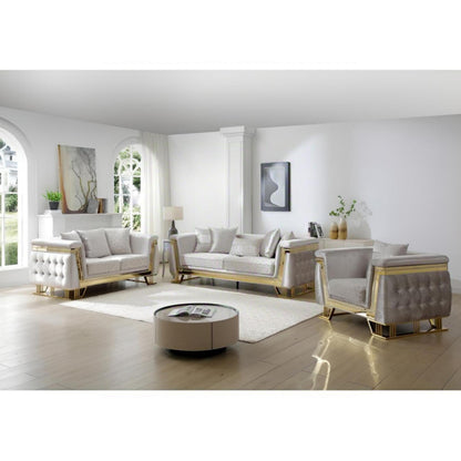 Silver Upholstered 3 Seat Sofa - 92" Wide