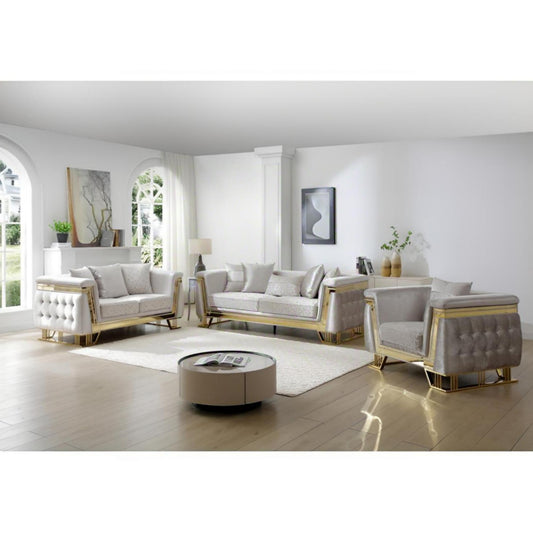 Silver Upholstered 3 Seat Sofa - 92" Wide