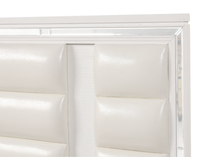 Queen Bed with Storage - White Wood Frame for Bedroom