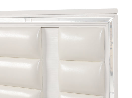 Queen Bed with Storage - White Wood Frame for Bedroom