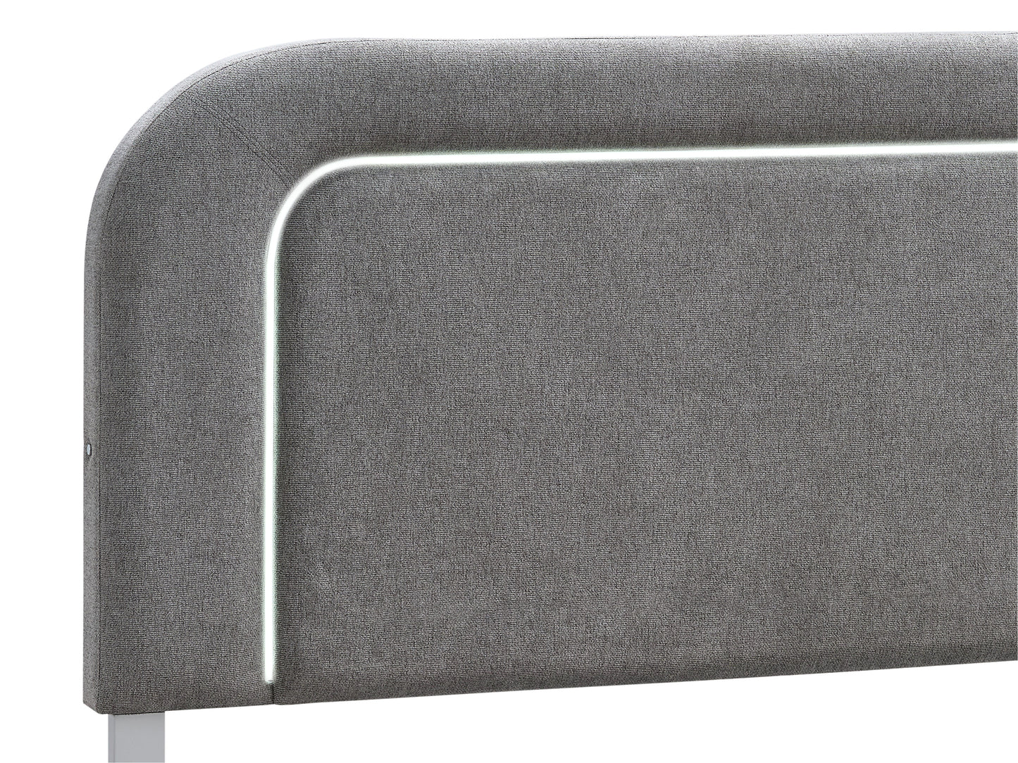 Queen Wood Bed Frame - White with LED Details for Bedroom