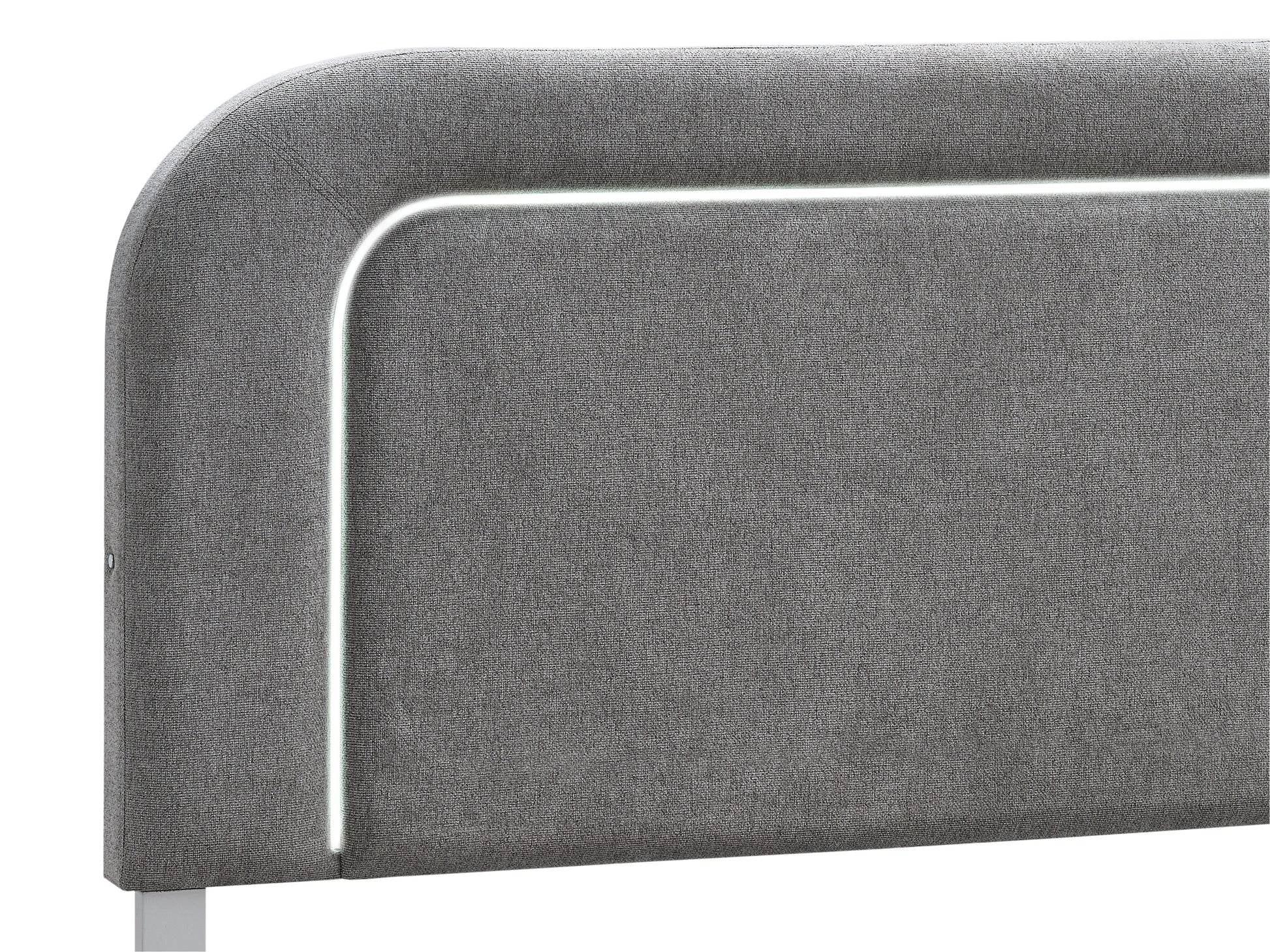 Queen Wood Bed Frame - White with LED Details for Bedroom