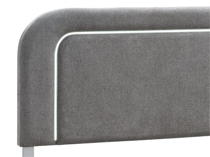 Queen Wood Bed Frame - White with LED Details for Bedroom