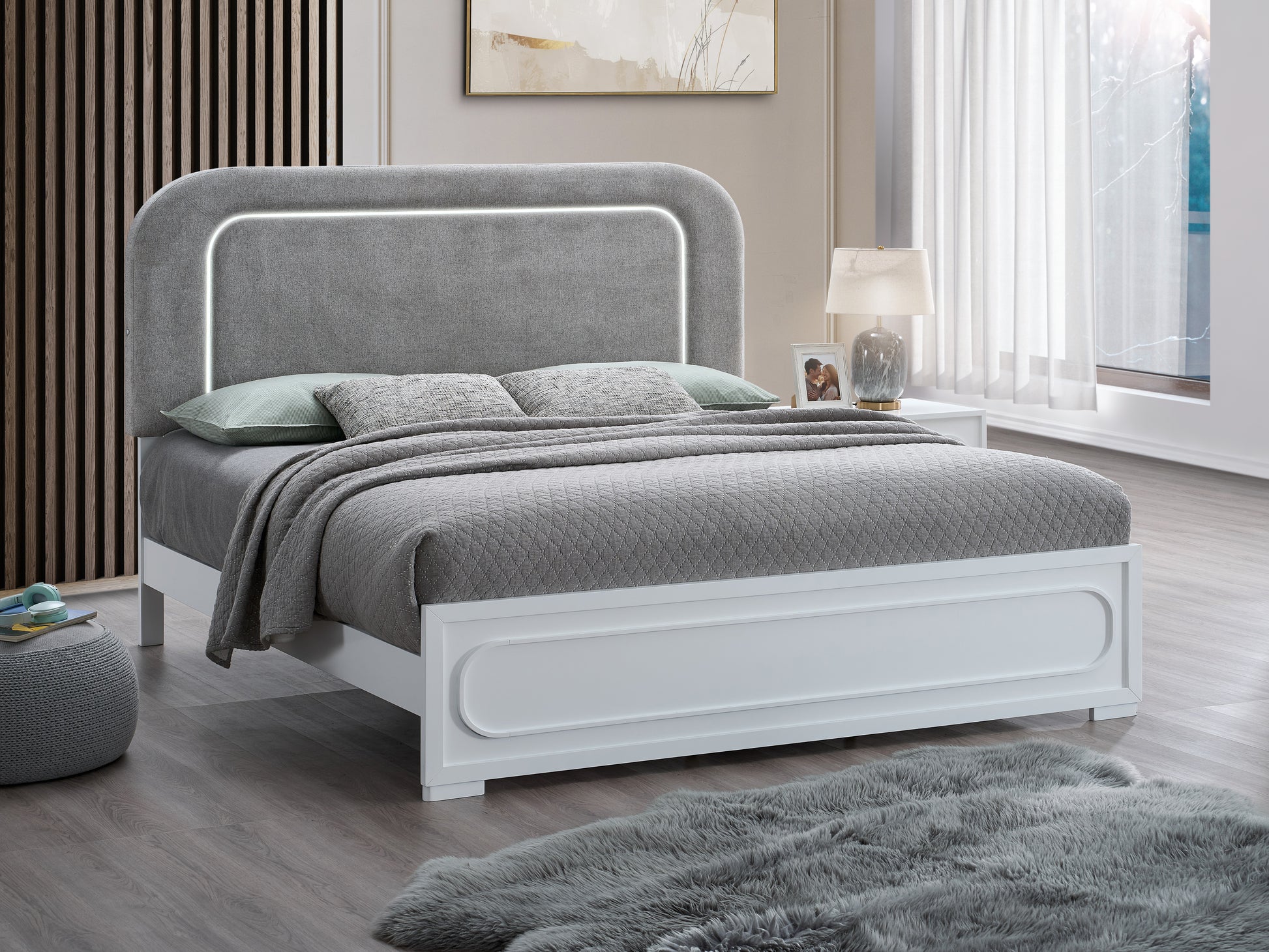 Milan G08590A-QB QUEEN BED (Mattress Not Included), White