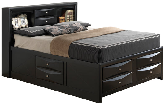 Stylish Black Queen Storage Bed With Modern Design