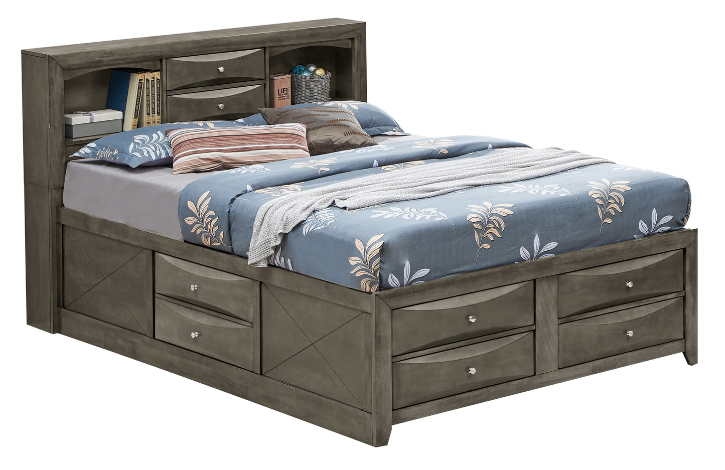 Sleek Gray Full Storage Bed For Modern Living