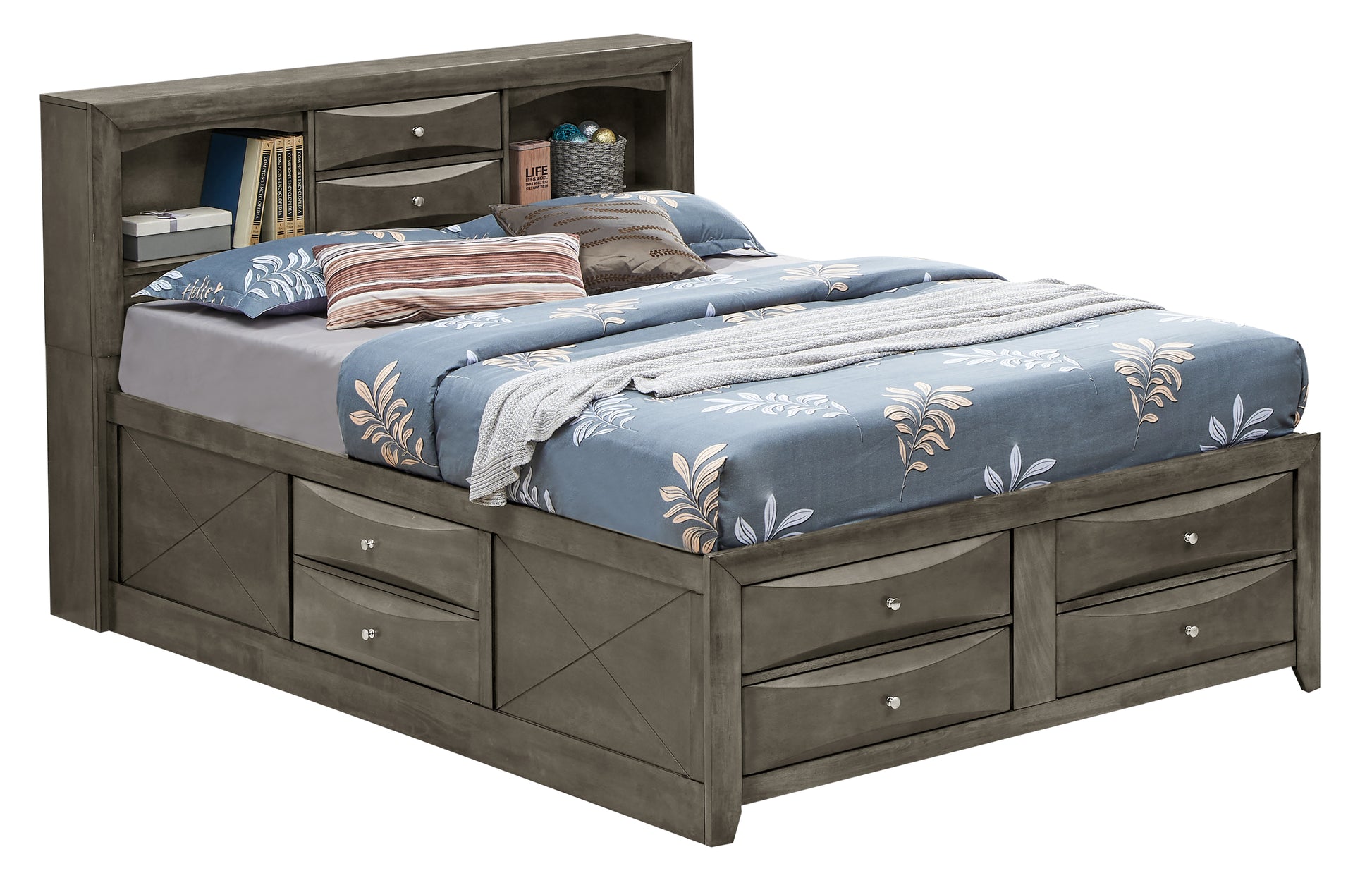 Sleek Gray Full Storage Bed For Modern Living