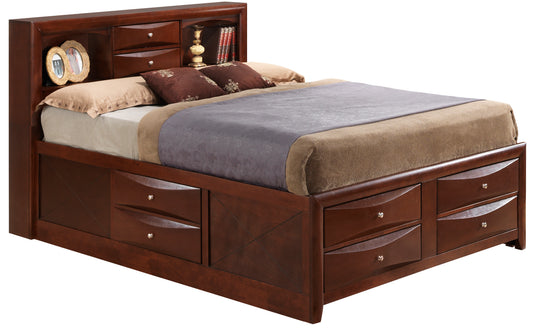 Spacious Cherry Finish King Storage Bed