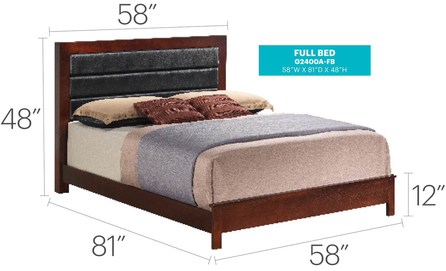 Elegant Cherry Full Bed - Transitional Style for Bedroom