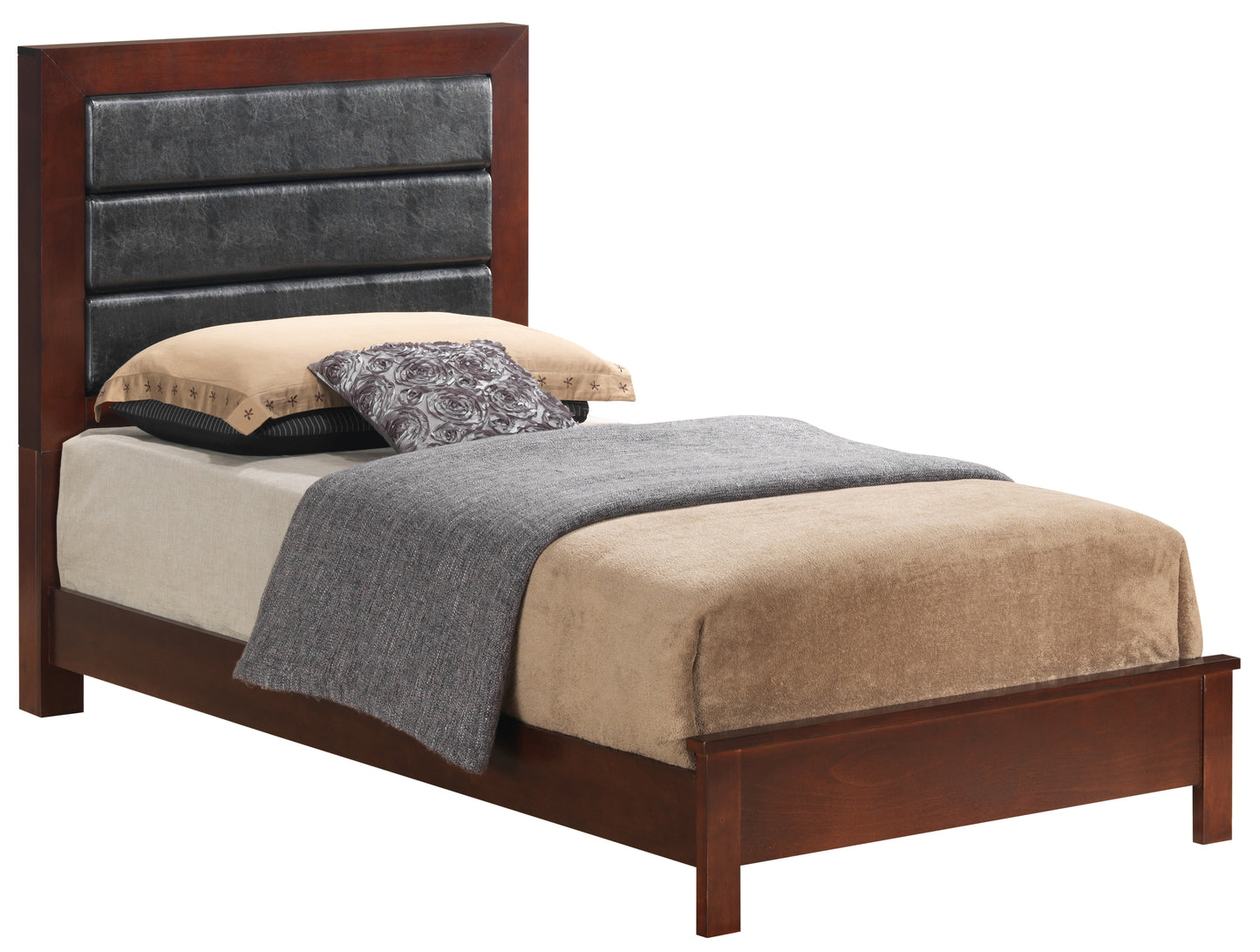 Charming Twin Bed With Cherry Finish