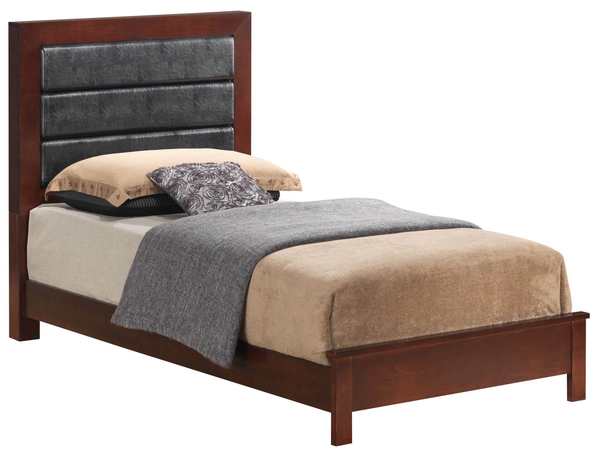Charming Twin Bed With Cherry Finish