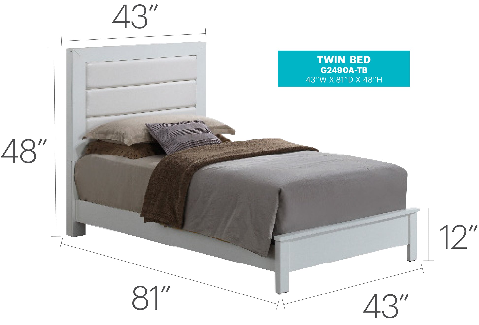 White Particle Board Twin Bed Frame Storage for Guest Room for Bedroom