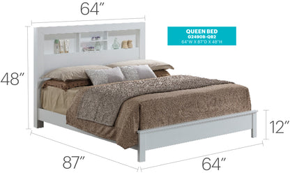 White Particle Board Queen Bed Frame for Transitional Bedroom