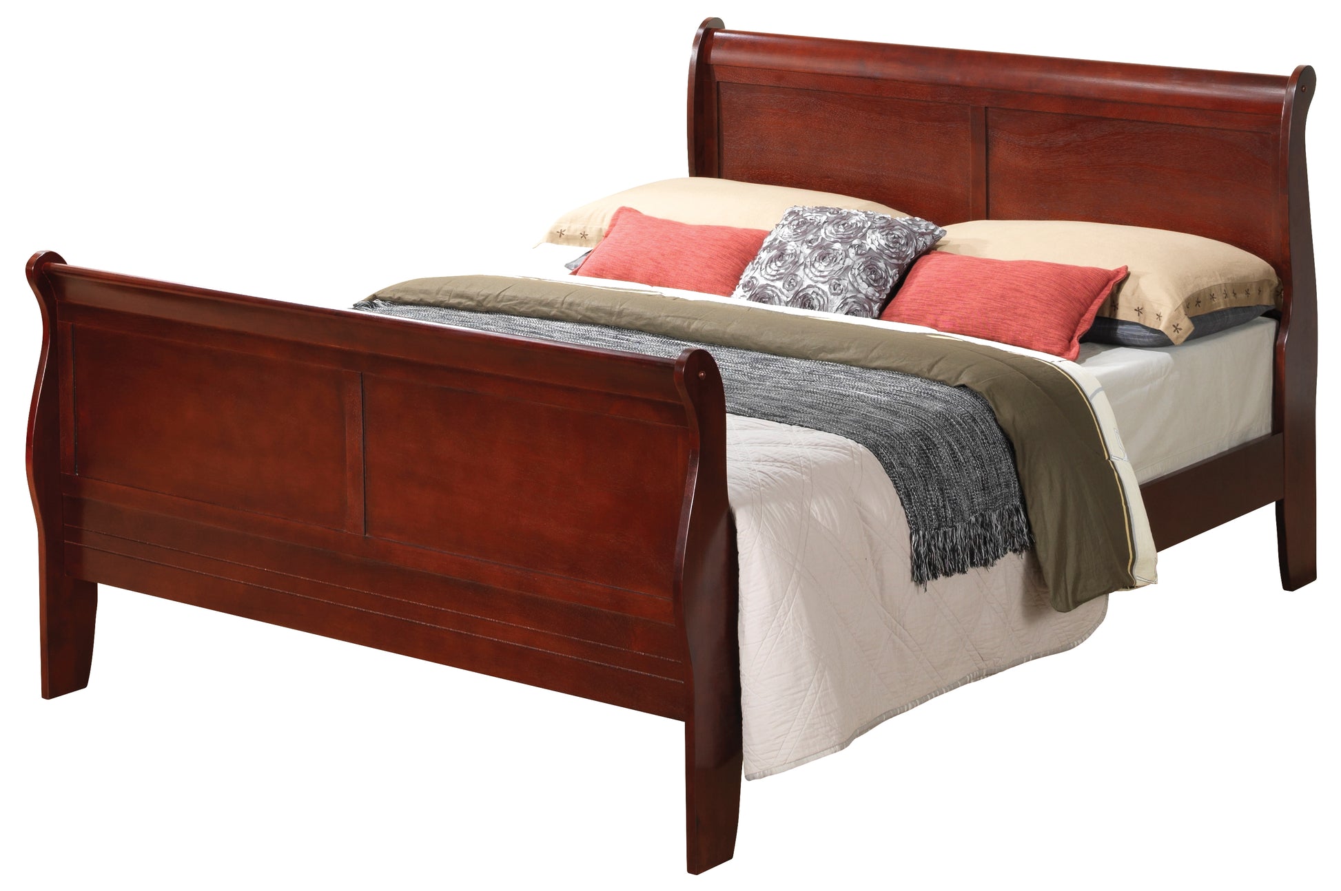 Charming Traditional King Bed In Cherry Finish