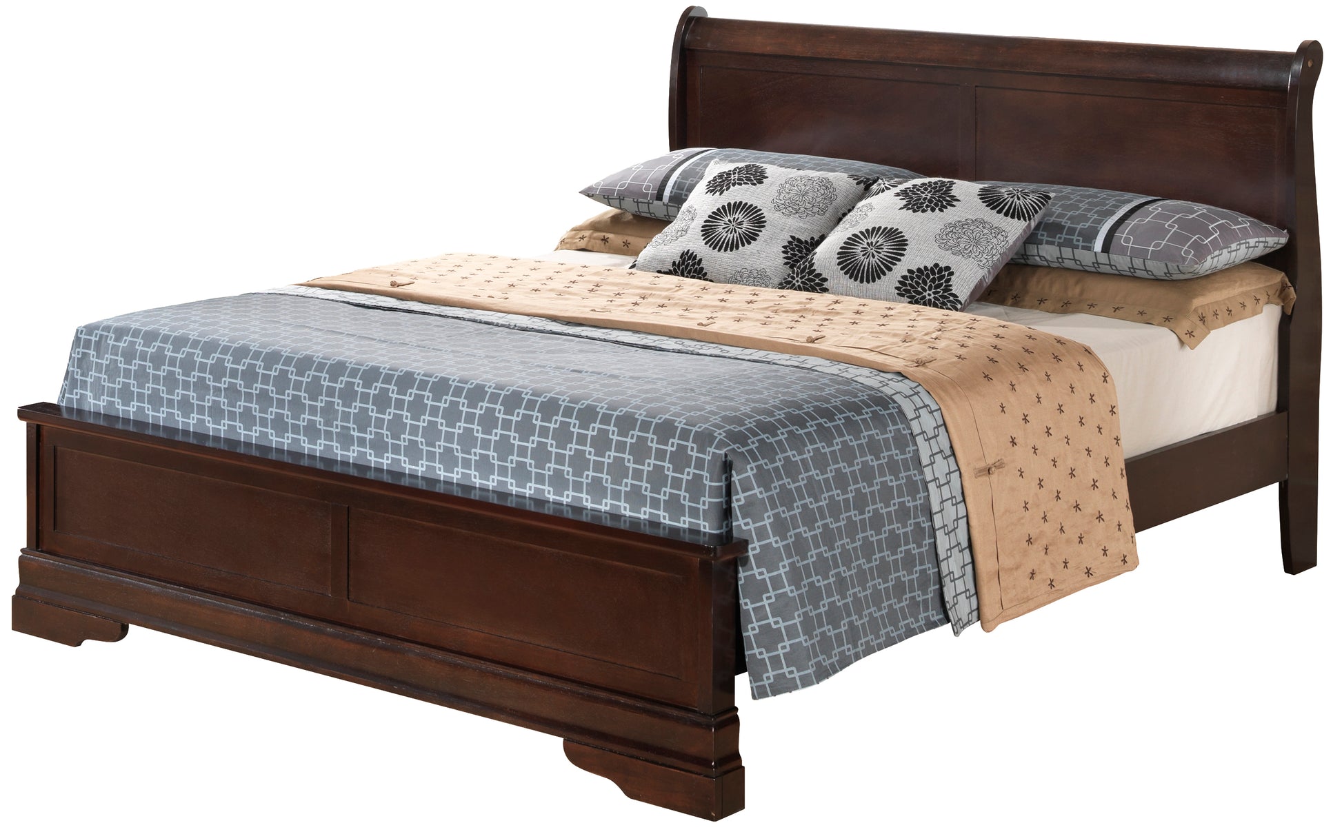 Elegant Traditional Queen Bed In Cappuccino