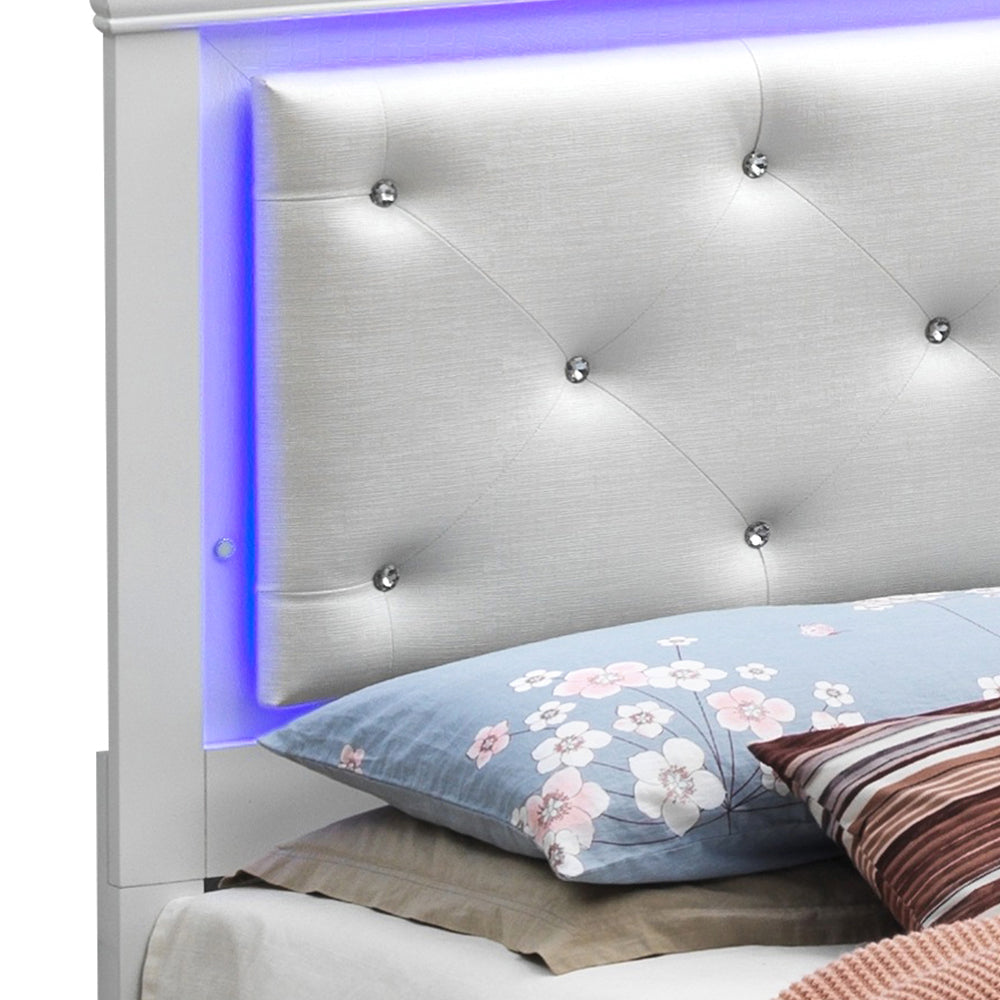 Champagne Particle Board Queen Bed Frame with Silver Finish for Bedroom