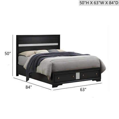 Madrid Queen Bed - Black Wood Frame, 50"H for Bedroom