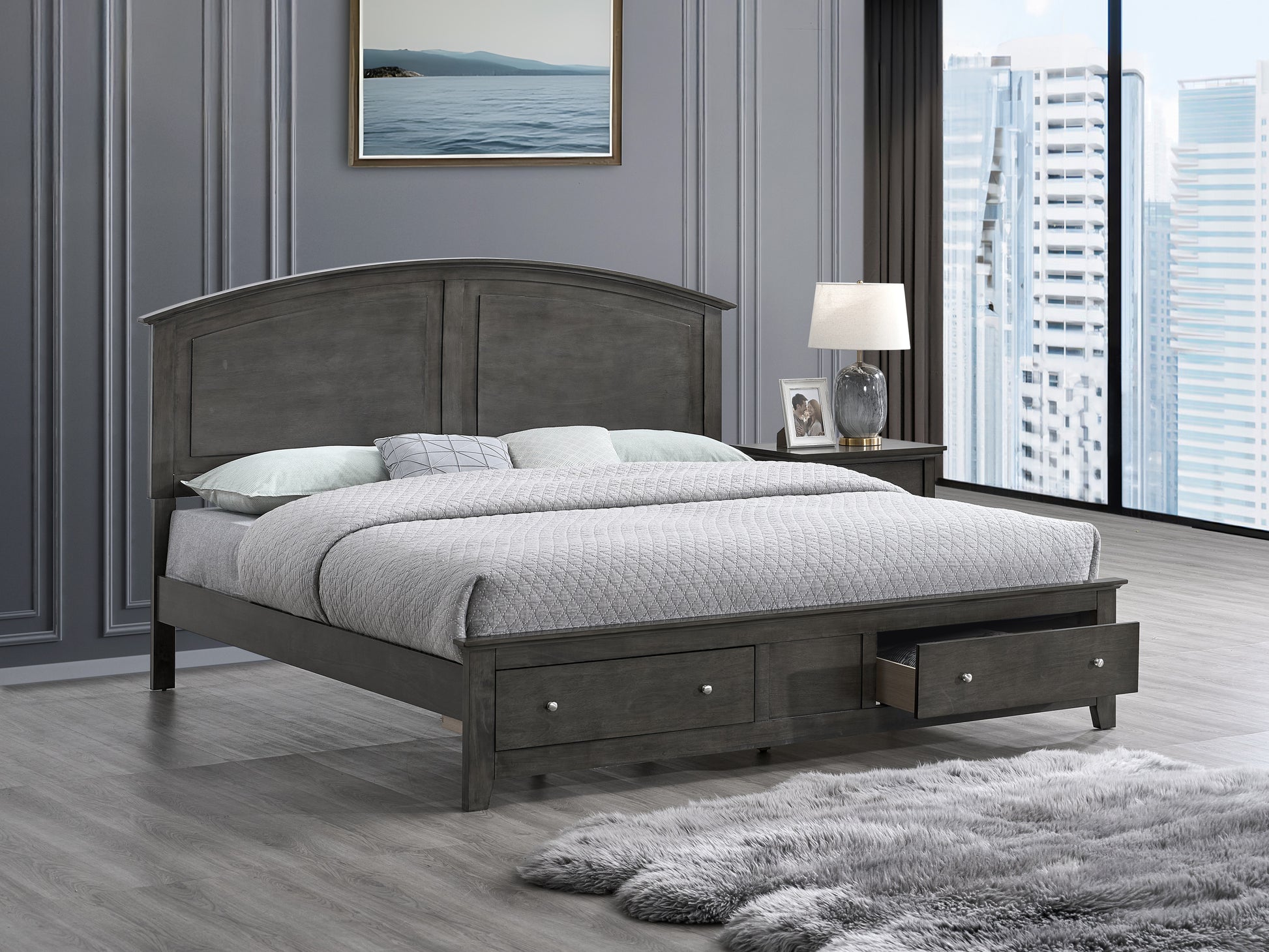 Hammond G5405B-QSB Queen Bed (Mattress Not Included), Gray
