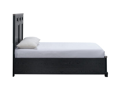 Black Wood Queen Bed with Storage Headboard