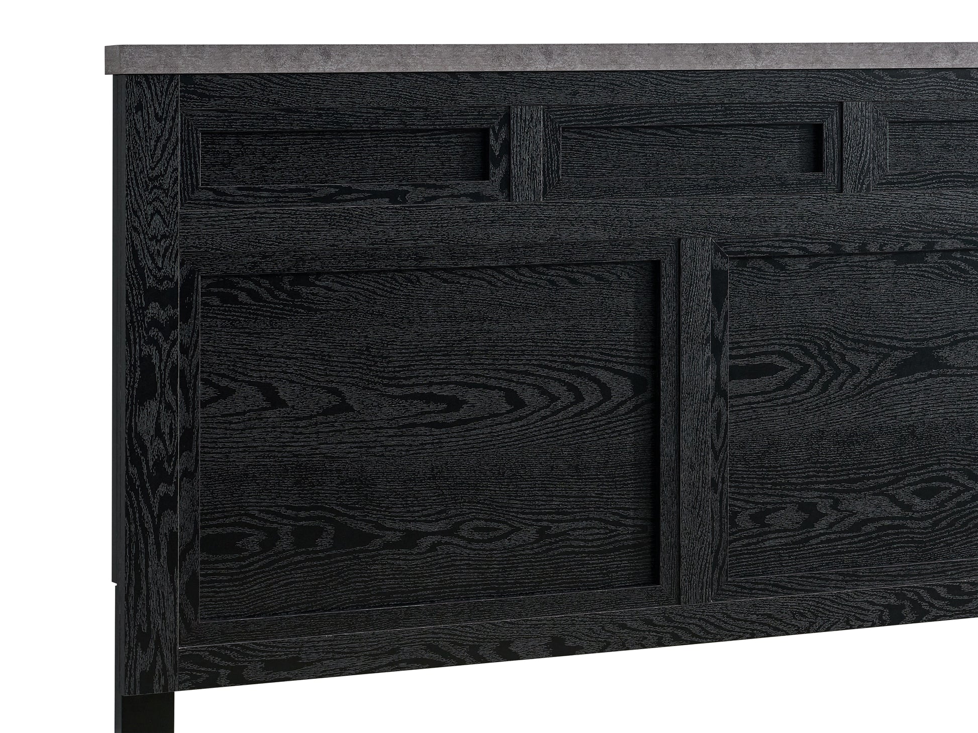 Black Wood Queen Bed with Storage Headboard