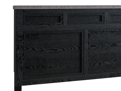 Black Wood Queen Bed with Storage Headboard