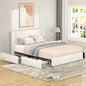 Anda Queen Size Ivory Boucle Upholstered Platform Bed with Patented 4 Drawers Storage, Tufted Headboard, Wooden Slat Mattress Support, No Box Spring Needed