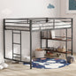 Adam sturdy junior twin loft bed black with Cinnamon wood shelf for kids, space saving, Loft Bed with easy climbing Ladder and Guardrails, Loft Bed Frame for Bedroom