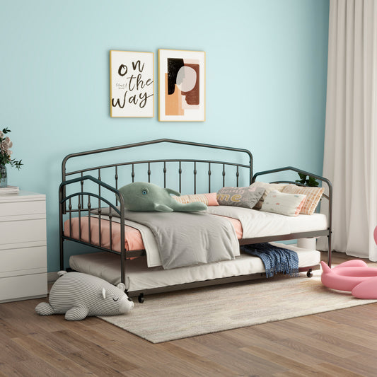 Fox twin daybed with twin trundle, Black