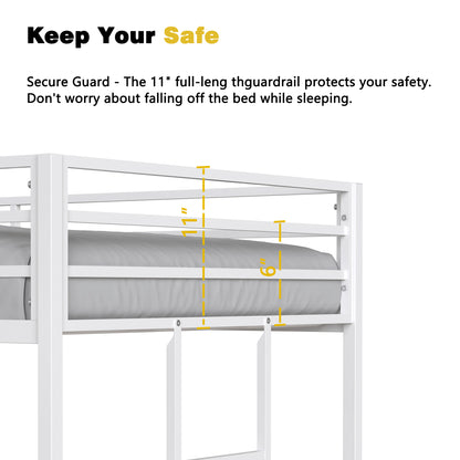 Twin Over Twin Metal Bunk Bed Frame White