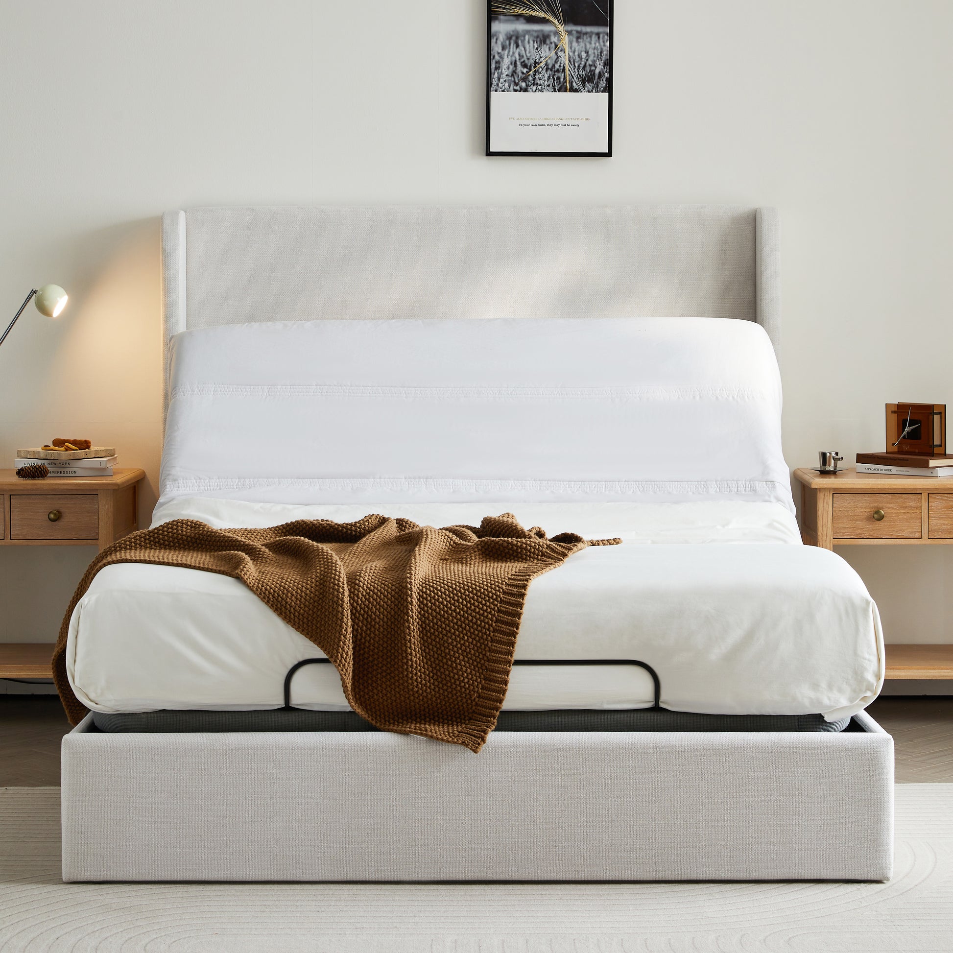 Caron 4.0 Ergonomic Queen Size Adjustable Bed Frame, Adjustable Bed Base with Head and Foot Incline, Electric Base w/Wireless Remote Control,  Massager
