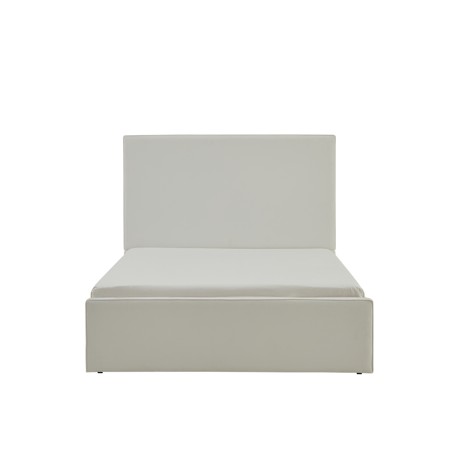 King Size White Upholstered Bed Frame - No Box Spring Needed for Bedroom