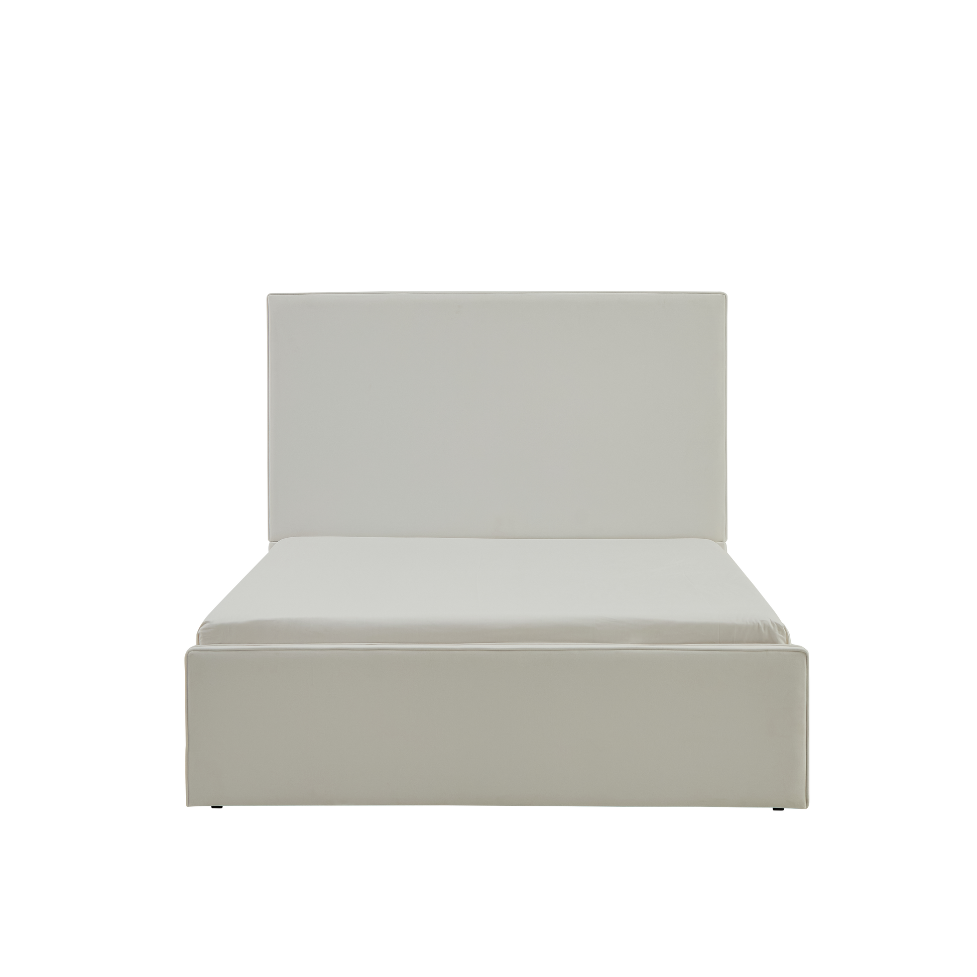 King Size White Upholstered Bed Frame - No Box Spring Needed for Bedroom