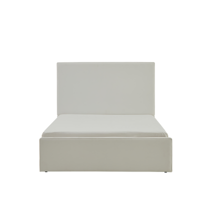 King Size White Upholstered Bed Frame - No Box Spring Needed for Bedroom
