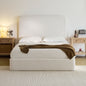 Canter Tall Headboard Upholstered Bed / 52" High Headboard / Elegant Simplicity / No Box Spring Needed / Easy Assembly / Queen  /  Pearl White Chenille
