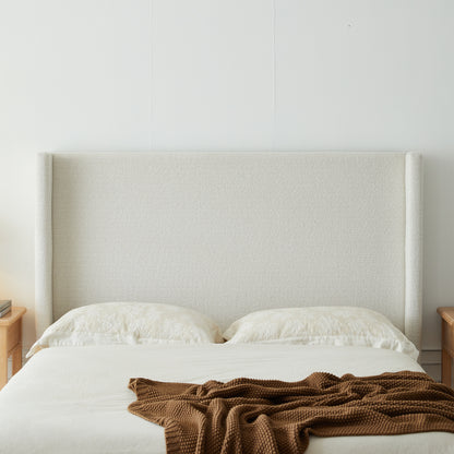 Full Size Cream White Upholstered Bed Frame for Bedroom
