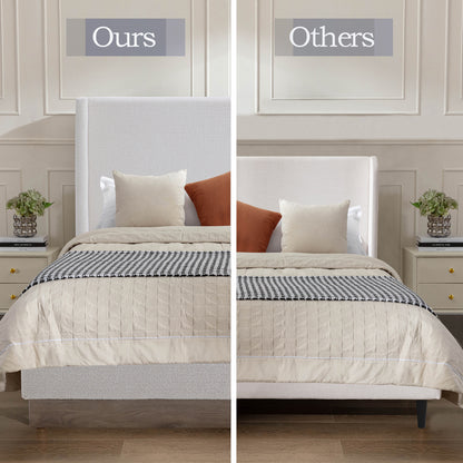 Full Size Cream White Upholstered Bed Frame for Bedroom