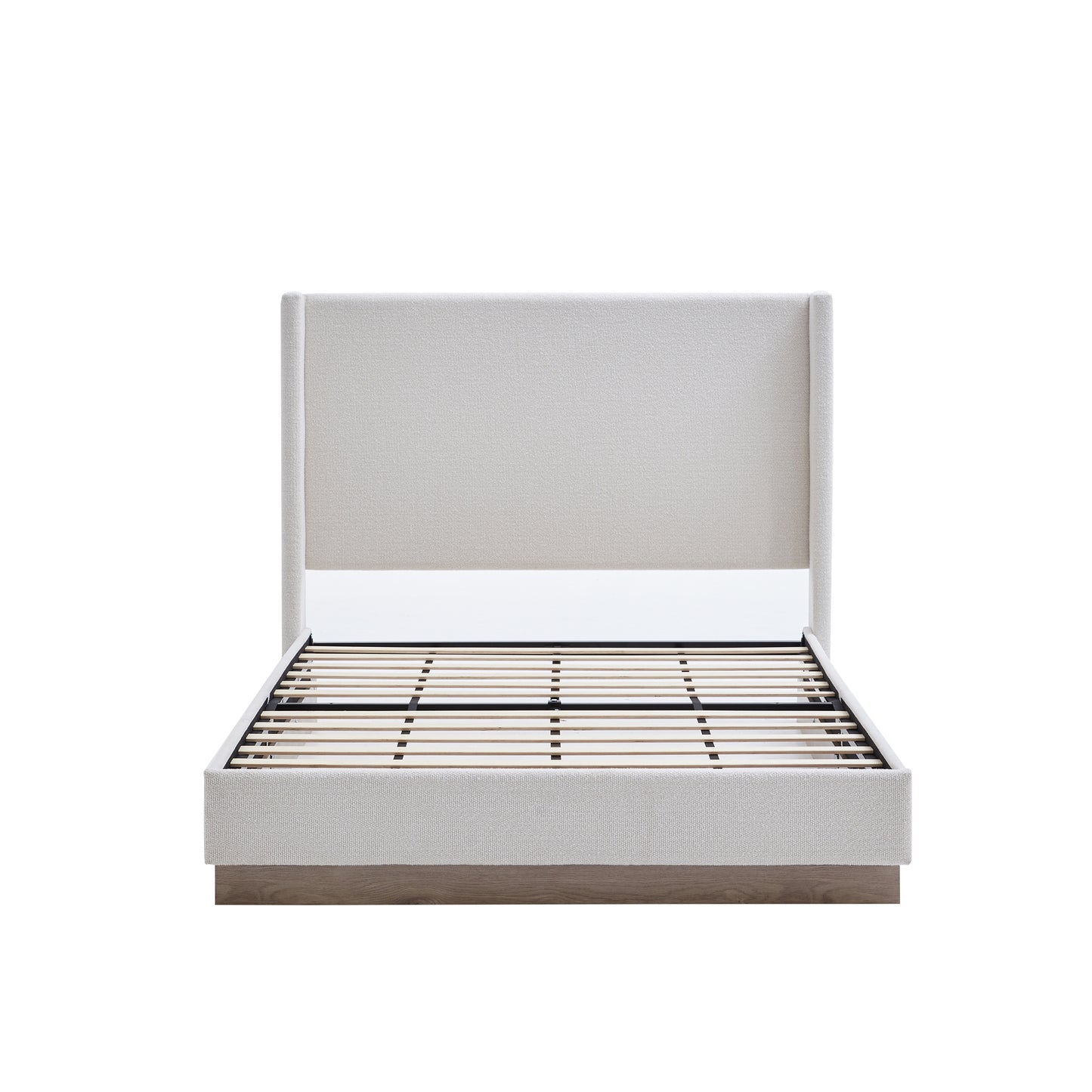 Full Size Cream White Upholstered Bed Frame for Bedroom