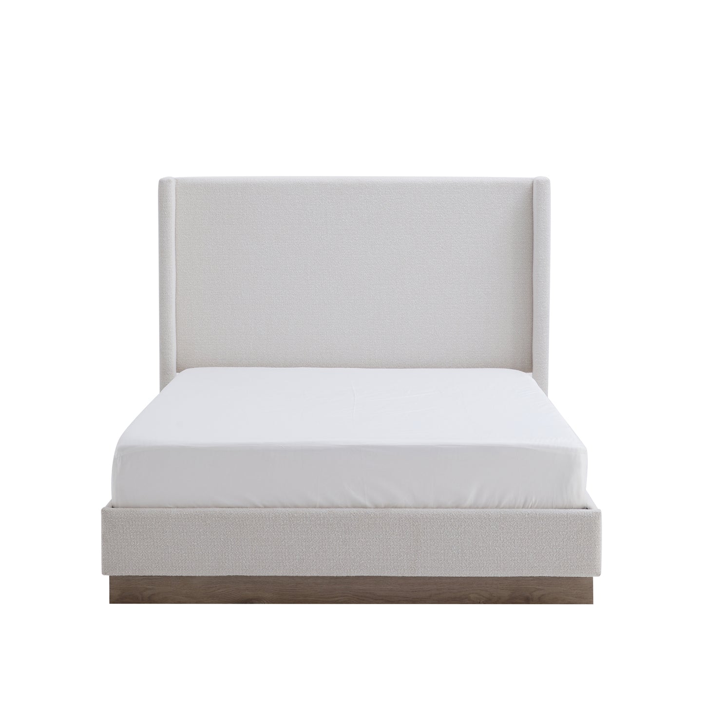 Full Size Cream White Upholstered Bed Frame for Bedroom
