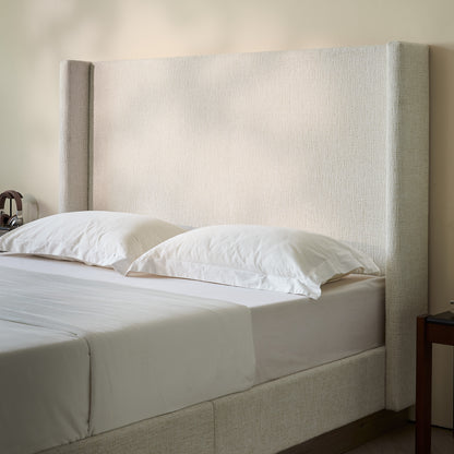 King Size Upholstered Wingback Bed - No Box Spring Needed for Bedroom