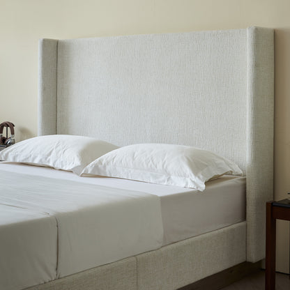 King Size Upholstered Wingback Bed - No Box Spring Needed for Bedroom