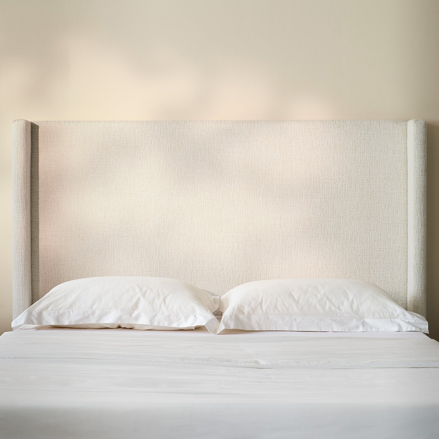 King Size Upholstered Wingback Bed - No Box Spring Needed for Bedroom